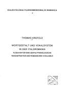 Tapa de Wortgestalt und Vokalsystem in der Italoromania