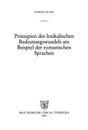 Tapa de Prinzipien des lexikalischen Bedeutungswandels am Beispiel der romanischen Sprachen