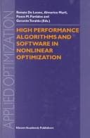 Tapa de High performance algorithms and software in nonlinear optimization