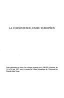 Tapa de La coexistence, enjeu européen
