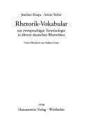 Tapa de Rhetorik-Vokabular zur zweisprachigen Terminologie in älteren deutschen Rhetoriken