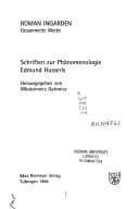 Tapa de Schriften zur Phänomenologie Edmund Husserls