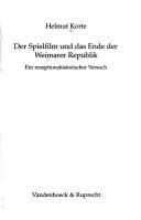 Tapa de Der Spielfilm und das Ende der Weimarer Republik