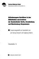 Tapa de Afrikabezogene Nachlässe in den Bibliotheken und Archiven der Bundesländer Berlin, Brandenburg und Mecklenburg-Vorpommern
