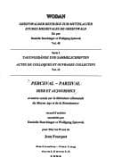 Tapa de Perceval-Parzival, hier et aujourd'hui ; et autres essais sur la littérature allemande du Moyen Age et de la Renaissance