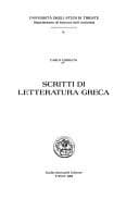 Tapa de Scritti di letteratura greca