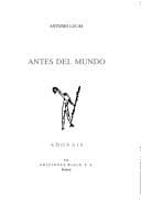 Tapa de Antes del mundo