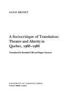 Tapa de A sociocritique of translation
