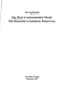 Tapa de Das Wort in instrumentaler Musik : die Ritornelle in Schuberts Winterreise