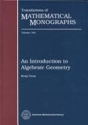 Tapa de An Introduction to Algebraic Geometry (Translations of Mathematical Monographs)