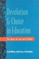 Tapa de Devolution and choice in education