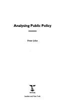 Tapa de Analysing public policy