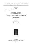 Tapa de Carteggio Giordani-Vieusseux