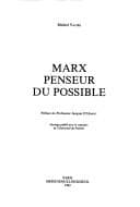 Tapa de Marx, penseur du possible