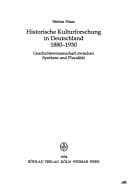 Tapa de Historische Kulturforschung in Deutschland 1880-1930