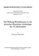 Tapa de Die Wirkung Winckelmanns in der deutschen klassischen Archäologie des 19. Jahrhunderts