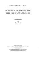 Tapa de Scriptum in secundum librum Sententiarum