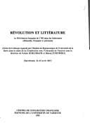 Tapa de Révolution et littérature