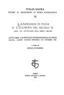 Tapa de Lanfranco di Pavia e l'Europa del secolo XI