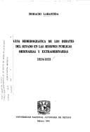 Tapa de Guía hemerográfica de los debates del senado en las sesiones públicas ordinarias y extraordinarias, 1824-1853
