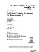 Tapa de Proceedings of optical and imaging techniques for biomonitoring II
