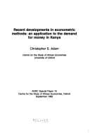 Tapa de Recent developments in econometric methods