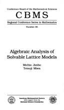 Tapa de Algebraic analysis of solvable lattice models