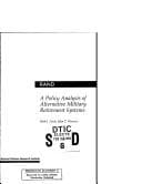 Tapa de A policy analysis of alternative military retirement systems
