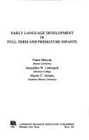 Tapa de Early language development in full-term and premature infants