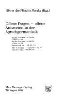 Tapa de Offene Fragen, offene Antworten in der Sprachgermanistik