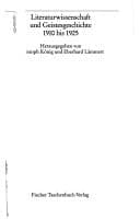Tapa de Literaturwissenschaft und Geistesgeschichte 1910 bis 1925