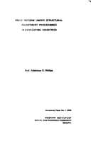 Tapa de Price reform under structural adjustment programmes in developing countries
