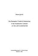 Tapa de Die Rezeption Friedrich Nietzsches in der kroatischen Literatur um die Jahrhundertwende