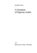 Tapa de A grammar of Nigerian Arabic