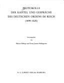 Tapa de Protokolle der Kapitel und Gespräche des Deutschen Ordens im Reich (1499-1525)