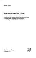 Tapa de Die Herrschaft des Textes