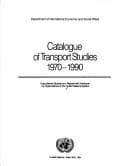 Tapa de Catalogue of transport studies 1970-1990
