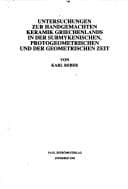 Tapa de Untersuchungen zur handgemachten Keramik Griechenlands in der submykenischen, protogeometrischen, und der geometrischen Zeit