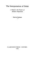 Tapa de The interpretation of order