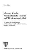 Tapa de Johannes Schlaf, weltanschauliche Totalität und Wirklichkeitsblindheit