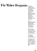 Tapa de Für Walter Benjamin