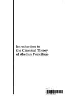 Tapa de Introduction to the classical theory of Abelian functions