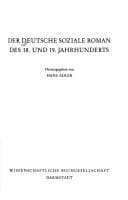 Tapa de Der Deutsche soziale Roman des 18. und 19. Jahrhunderts