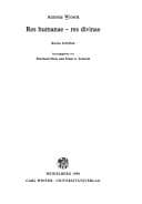 Tapa de Res humanae, res divinae