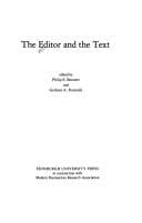 Tapa de The Editor and the text