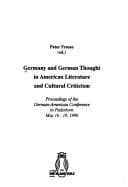 Tapa de Germany and German thought in American literature and cultural criticism