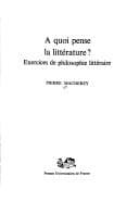 Tapa de A quoi pense la littérature?