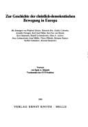 Tapa de Zur Geschichte der christlich-demokratischen Bewegung in Europa