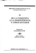 Tapa de De la Conquista a la Independencia y otros estudios