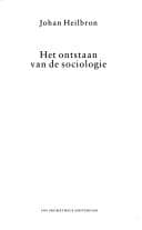 Tapa de Het ontstaan van de sociologie